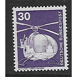 GERMANY 1975 30pf LILAC 105c RESCUE HELICOPTER SG 1742 M / MINT