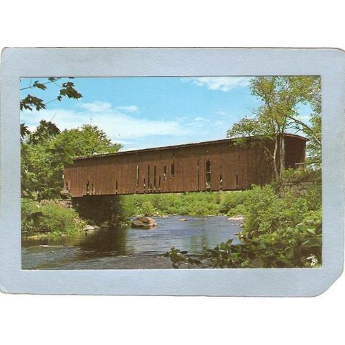 NH Dover Covered Bridge Postcard Bridge At Dover Rochester Area World Guid~329