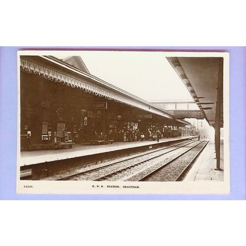 ENG Grantham GHR Station Real Photo Post Card View Across Tracks From Oute~127