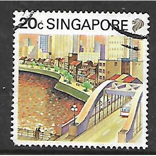 SINGAPORE 1990 20c SINGAPORE RIVER SG 626 FINE USED#
