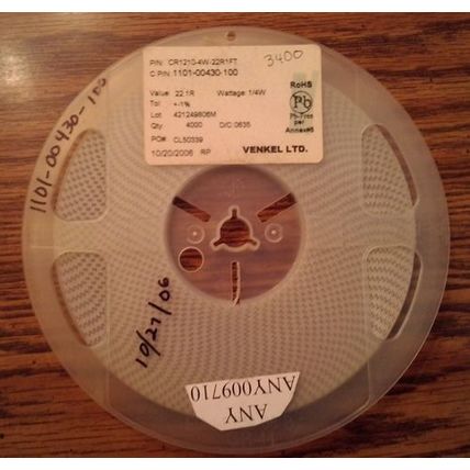 Lot of 3400 ?: Venkel CR1210-4W-22R1FT Resistors