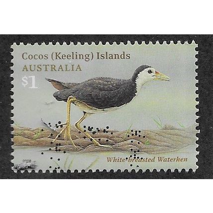 CKI 2008 $1.00 'BIRDS -'WHITE BREASTED WATERHEN ' FINE USED (EBID70-966)