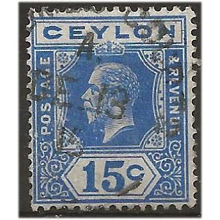 Ceylon 1922 SG345 15c Ultramarine Fine Used . .. .