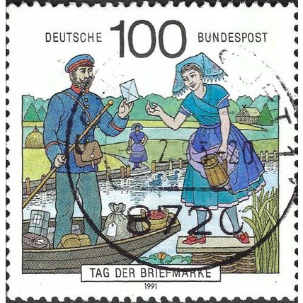 GERMANY, Riverboat mailman, blue 1991, 100pf, #4