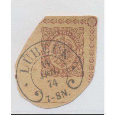 Germany Cut Square, Used, "Lubeck" City/Date Cancel