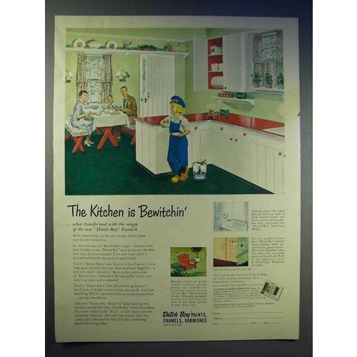 1951 Dutch Boy Paint Ad - Kitchen is Bewitchin'
