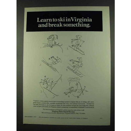 1972 Virginia Tourism Ad - Learn to Ski in Virginia