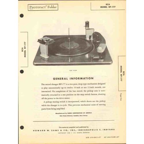 RCA model RP-177 phonograph record changer Sams Photofact manual