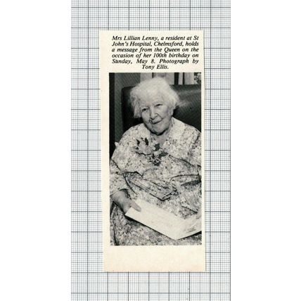 (4621) Mrs Lillian Lenny St John's Hospital Chelmsford Essex 100 Years - 1983