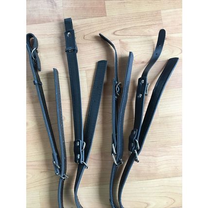 Mixed Variety Lot Black Leather Accordion Straps 6 pieces total! LOT D.