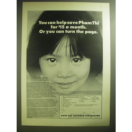 1974 Save the Children Federation Ad - You can help save Pham Thi