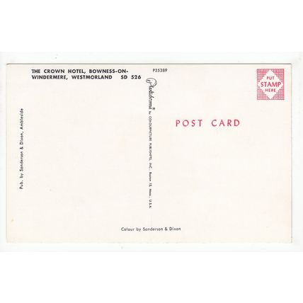 The Crown Hotel Bowness-on-Windermere Postcard Cumbria