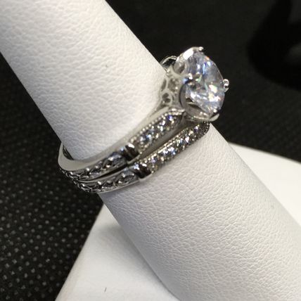 Ring Set Wedding Engagement Moissanite Sterling Silver #211 USA Seller