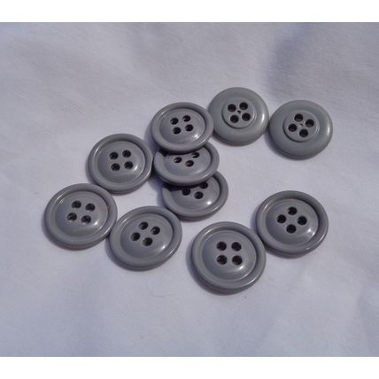 CC10 10 Gray Buttons 20mm 3/4 Inch Resin 4 Holes Round Crafting Sewing Buttons
