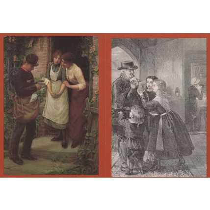 Valentines Day Victorian Royal Mail Postman 2x Postcard s