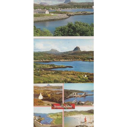 Lochinver Village 3x Arthur Dixon Scottish Postcard s