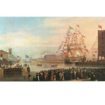 Opening Of St Katherine Dock Harbour William Huggins Painting Postcard