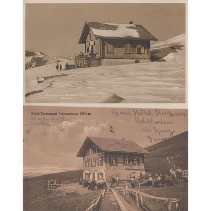 Diners at Hahnenmoos Restaurant Adelboden 2x Old Switzerland Postcard s