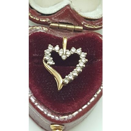 Estate Vintage 10k Yellow Gold .50cttw Diamond Pendant ,1950s