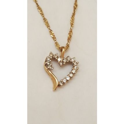 Estate Vintage 10k Yellow Gold .50cttw Diamond Pendant ,1950s