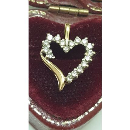 Estate Vintage 10k Yellow Gold .50cttw Diamond Pendant ,1950s