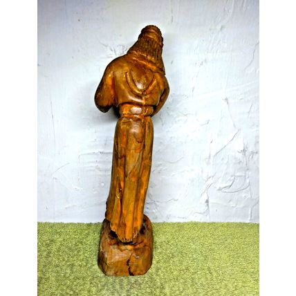 Jesus Walking Statue Hand Wood Carved Vintage Religious Bethlehem Clear Coat Fin