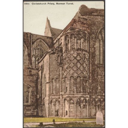 Norman Turret, Christchurch Priory, Hampshire, c.1905-10 - Photochrom Postcard