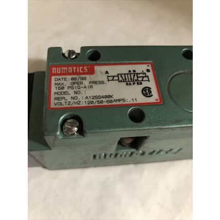 NEW OLD NUMATICS PNEUMATIC SOLENOID VALVE 150 PSIG,A12SS400K 120/50, 228-690B,BQ