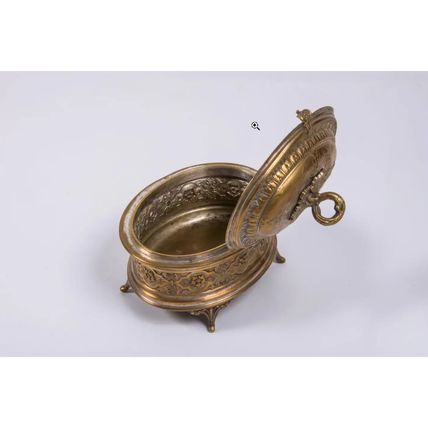Antique c1900 Etrog Box WMF Warsaw Poland Marked Silver-Plated Repousse, H 12 cm