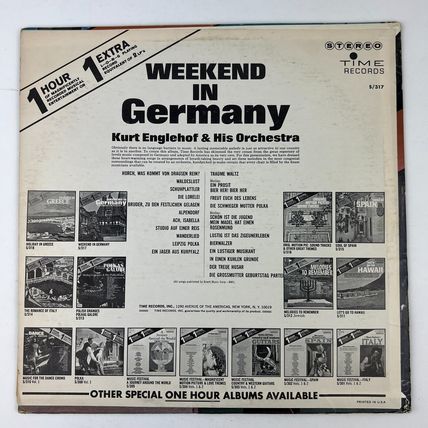 Kurt Englehof & His Orchestra – Weekend In Germany Vinyl LP Record Album S/317