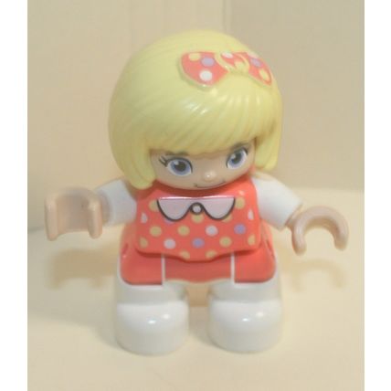 Lego Duplo Blonde Girl with Pink Dress Figure