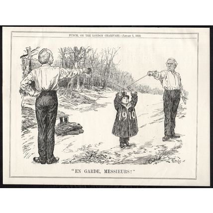 EN GARDE, MESSIEURS! 1910 John Bernard Partridge general election PUNCH CARTOON