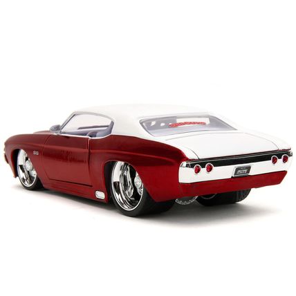 1971 Chevrolet Chevelle SS Candy Red with White Top White Stripes and White I...