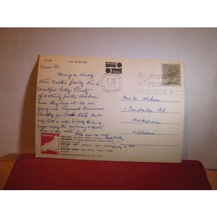 CORNISH CASTLES used postcard by John Hinde 1983 pm =