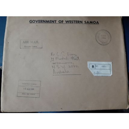 government of western samoa postally used envelope cover 1984 registered