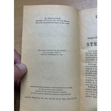 RARE* 1962 STEPHEN CRANE "THE RED BADGE OF COURAGE" CIVIL WAR FICTION BOOK (P2)