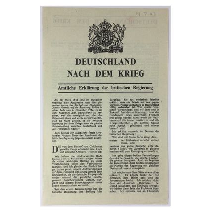 Original WW2 British Air Drop Propaganda Leaflet. - Code G.29 [1943].