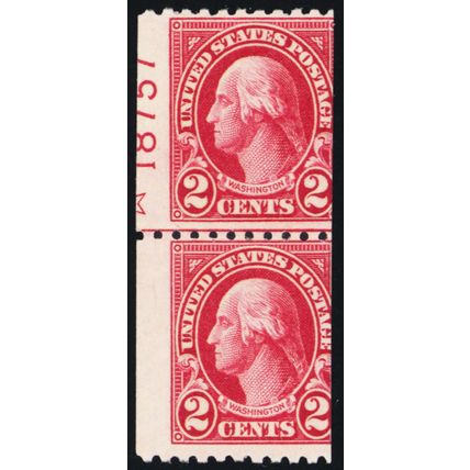 606, Mint LH 2¢ Line Pair With 80% of PL# & Star Captured Error - Stuart Katz
