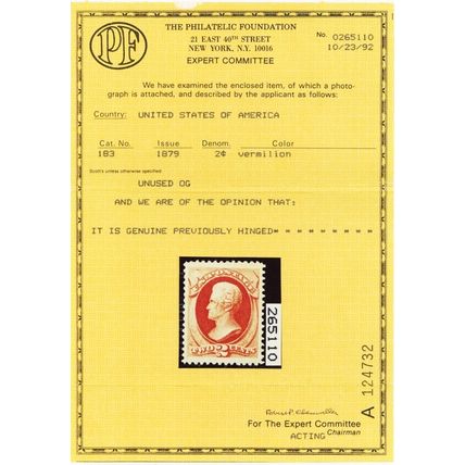 183, Mint XF VLH 2¢ JUMBO - Stunning Stamp With PFC Certificate - Stuart Katz