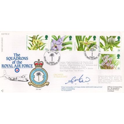 Squadrons Of The Royal Air Force Orchids 1993 Flown Hand Signed FDC