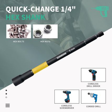 Magnetic Nut Driver Set, 16 PCS Long Nut Driver Set, 6 Inches, SAE & Metric,Colo