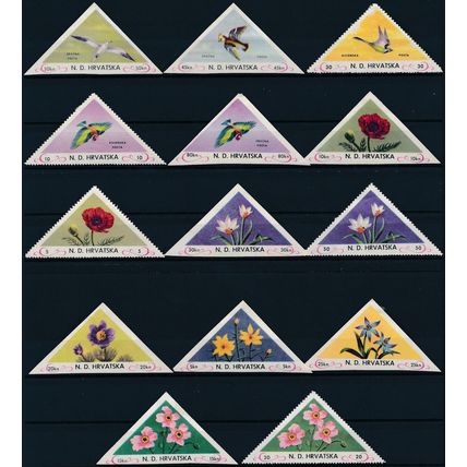 Flowers & Birds: 14 Values - Croatia 1952 - NM H - Cinderella