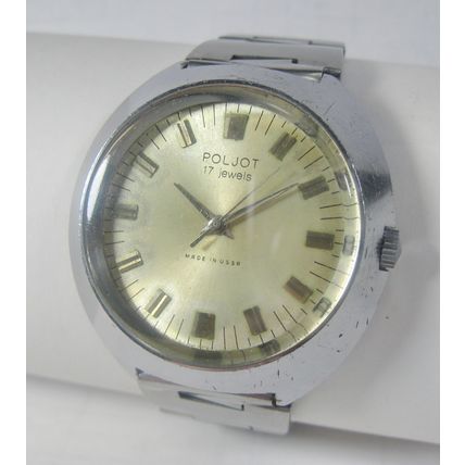 Vintage Big Case POLJOT Soviet Mechanical Men's 17j Watch USSR wristwatch 1970'