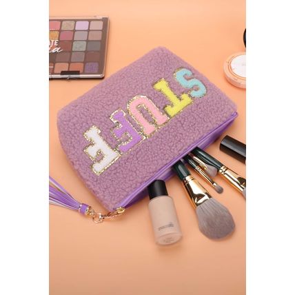 Phalaenopsis Sparkle Letter Pattern Tassel Zipper Makeup Bag