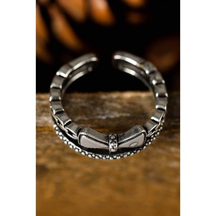 Silvery Bowknot Vintage Alloy Double Tier Ring
