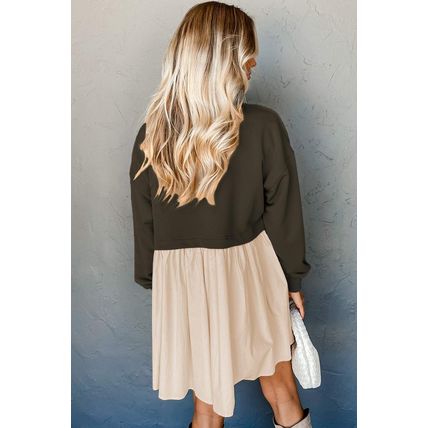 Jungle Green Sweatshirt Poplin Mini Dress