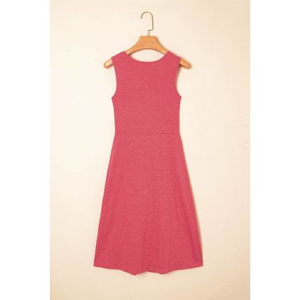 Mineral Red Twisted Bust V Neck Sleeveless Dress