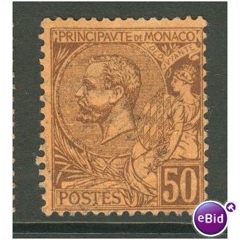 Monaco stamps 1891 - SG 18 - Prince Albert 50c brown on orange - used 2