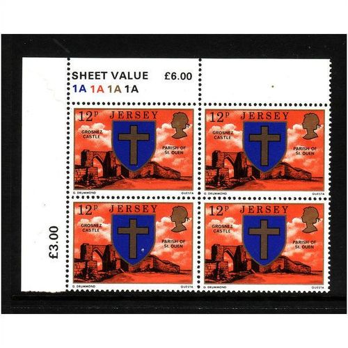 JERSEY 1980 SG 146 12p GROSNEZ CASTLE BLOCK 4 VALS U/M MINT