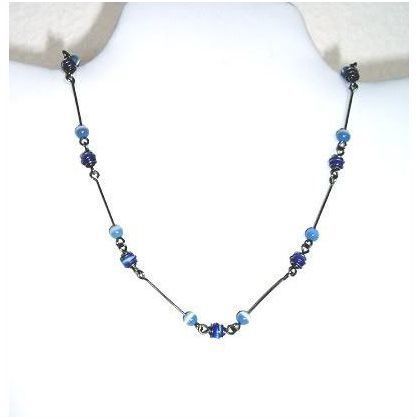 Necklace wire wrapped linked beads 16 inch unisex teens fashion costume jewelry